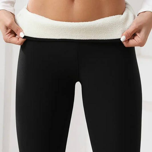 Black fleece-lined leggings - legiver